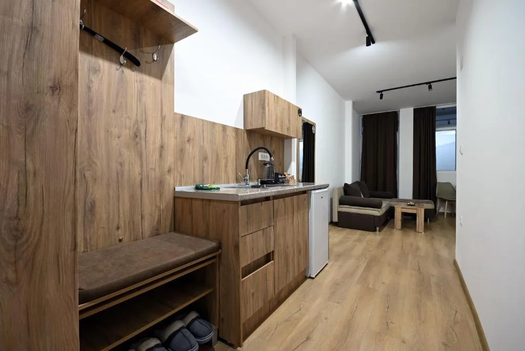 Family studio interior with kitchenette