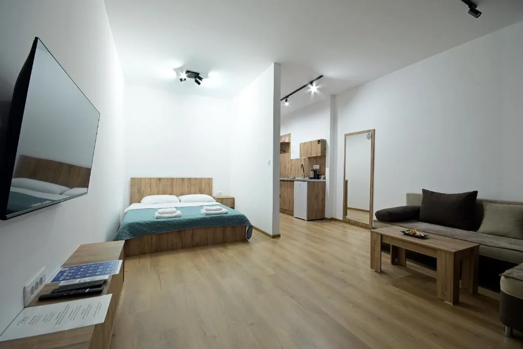Green-toned studio interior